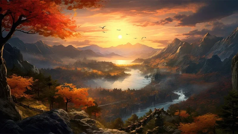 Japanese Landscape Wall Mural Wallpaper