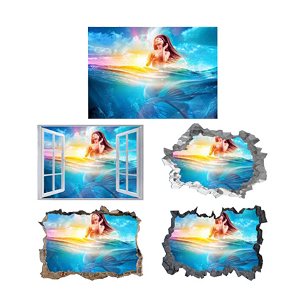 Mermaid 3D Hole In The Wall Sticker