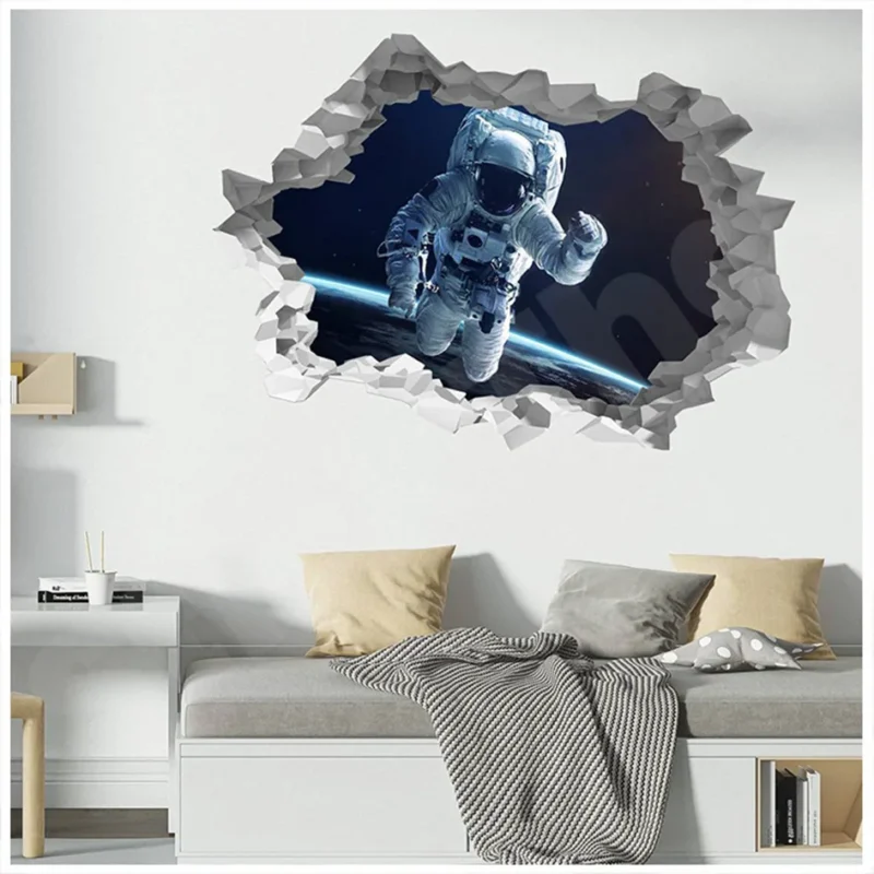 Astronaut 3D Hole In The Wall Sticker