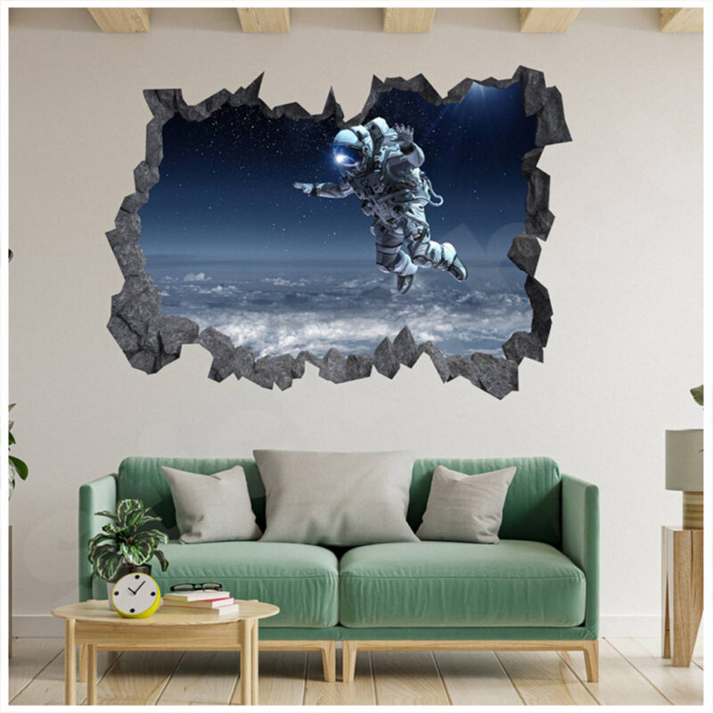 Astronaut in Space 3D Hole In The Wall Sticker