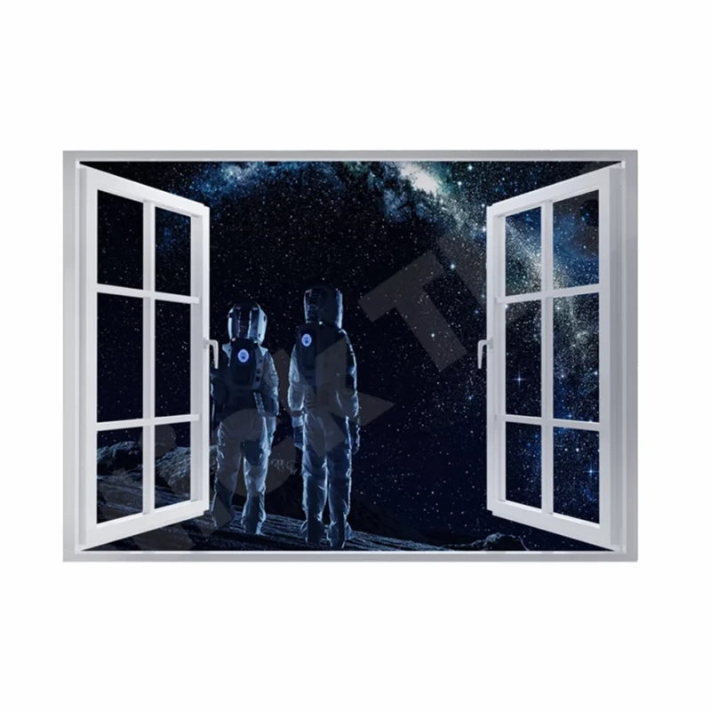 2 Astronauts 3D Hole In The Wall Sticker