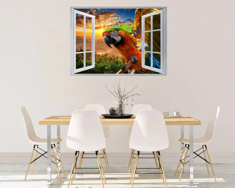 Colorful Parrot 3D Wall Sticker