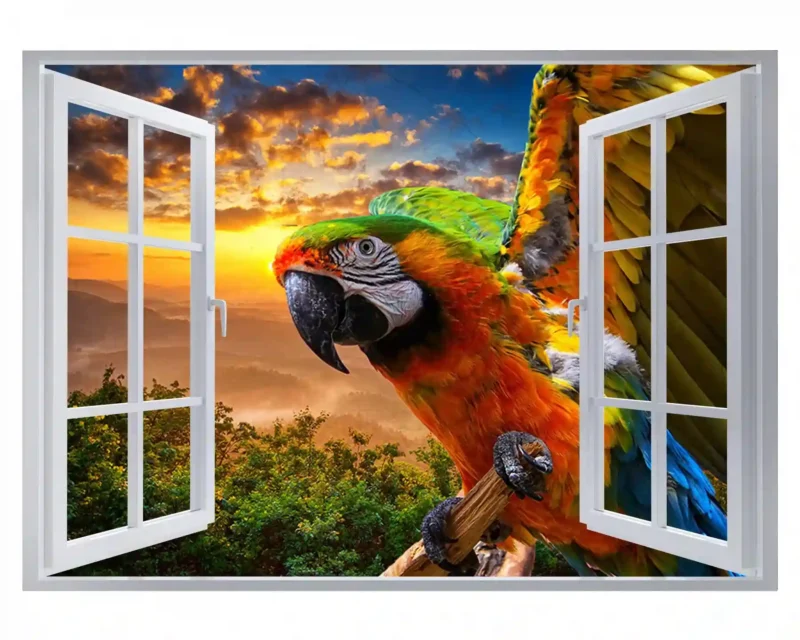Colorful Parrot 3D Wall Sticker