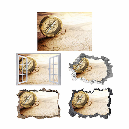 Compass 3D Hole In The Wall Sticker