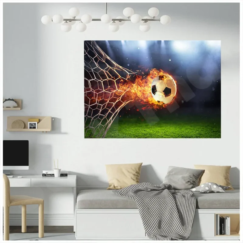 Fiery Football 3D Hole In The Wall Sticker