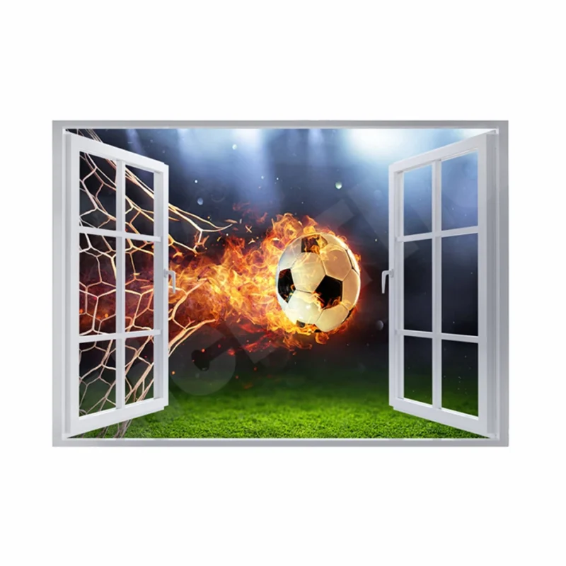 Fiery Football 3D Hole In The Wall Sticker