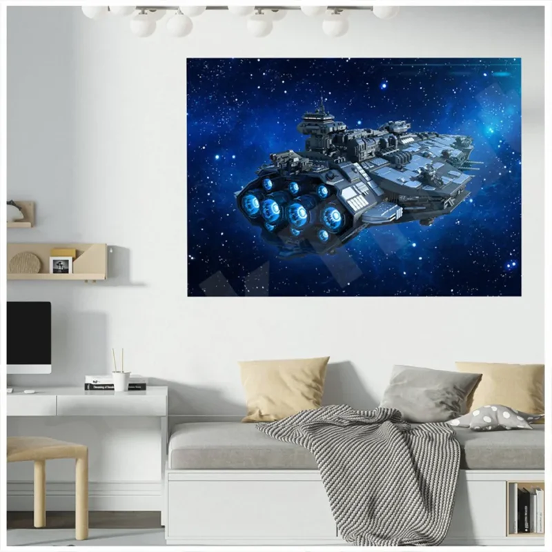 Spaceship 3D Hole In The Wall Sticker