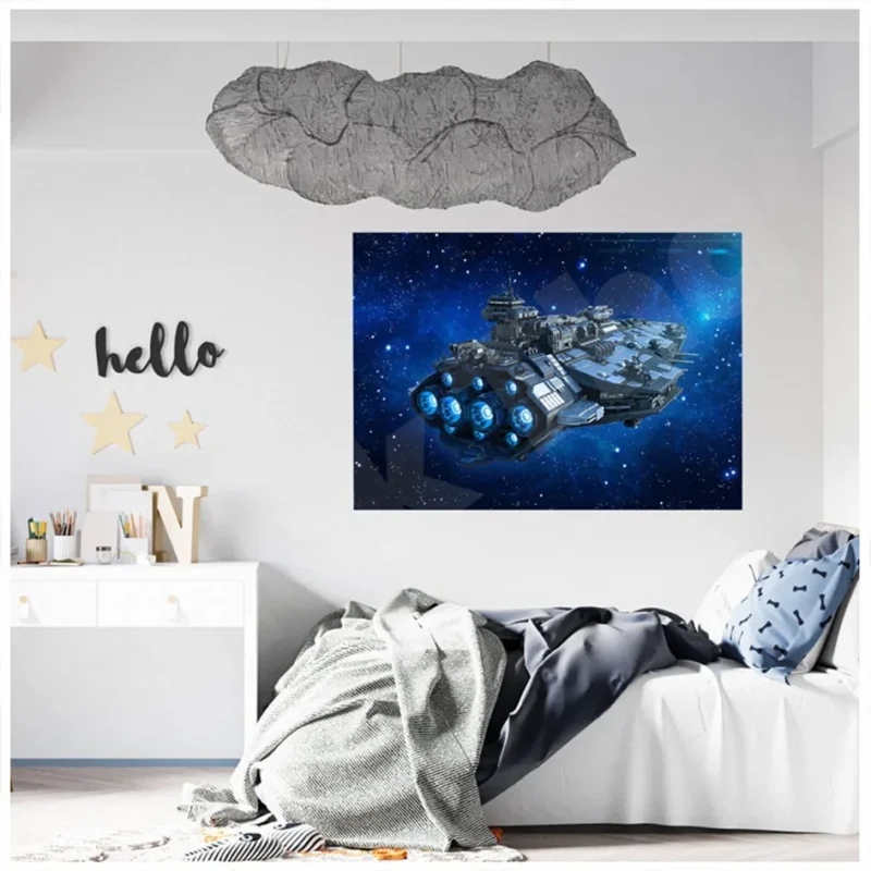 Spaceship 3D Hole In The Wall Sticker