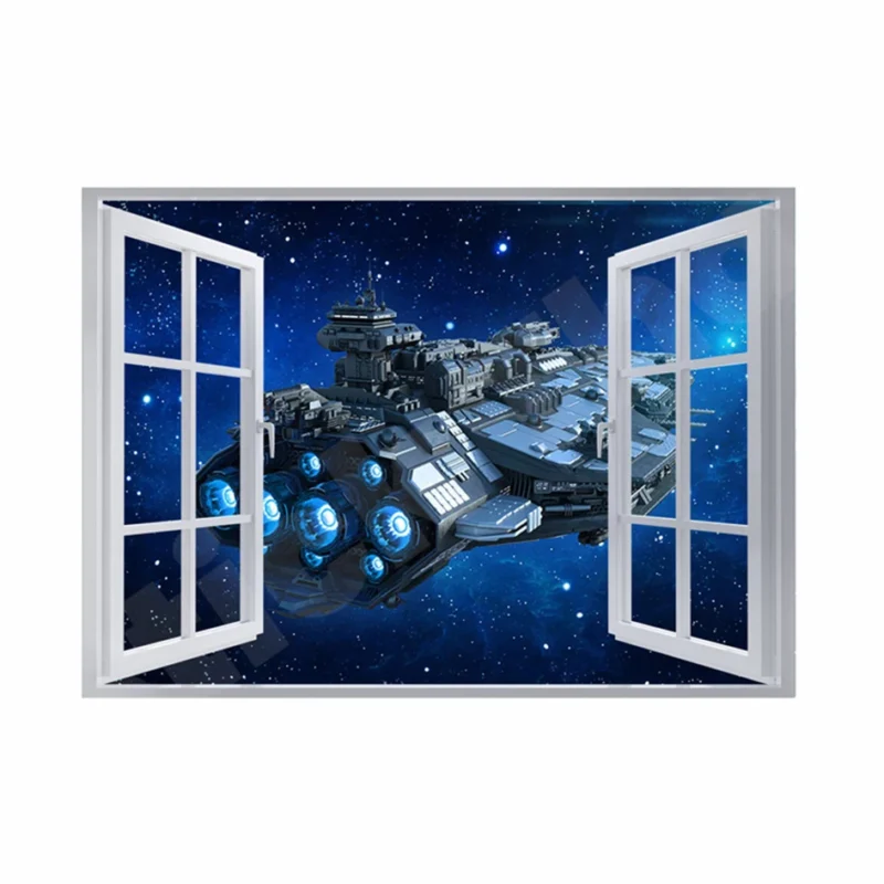 Spaceship 3D Hole In The Wall Sticker