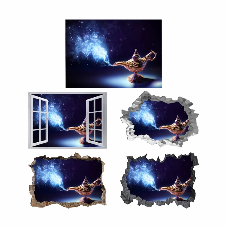 Djinn Lamp 3D Hole In The Wall Sticker