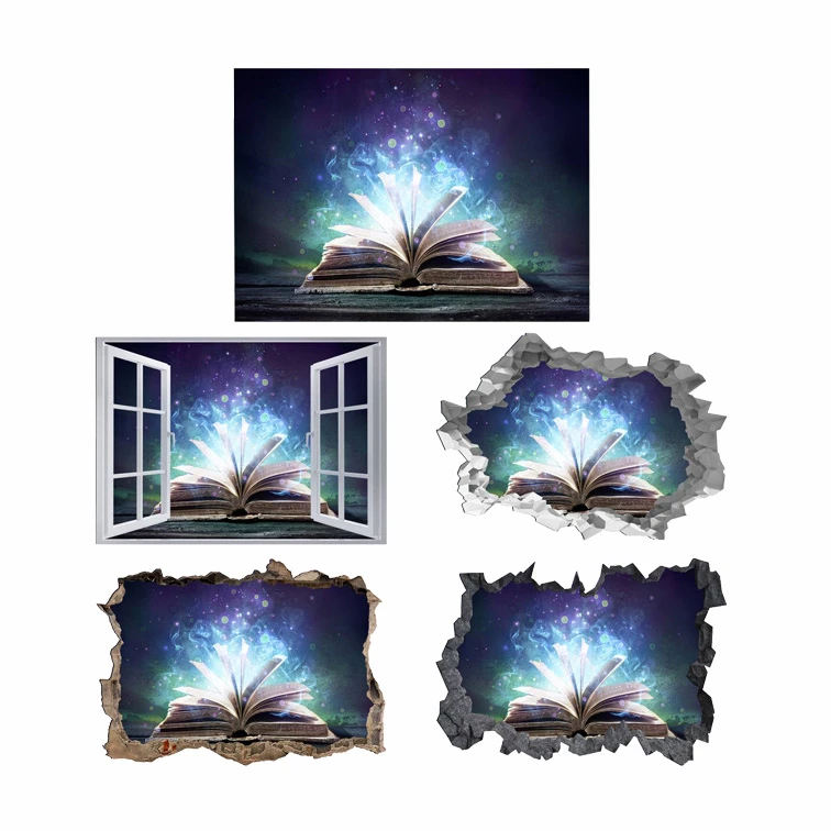 Book 3D Hole In The Wall Sticker