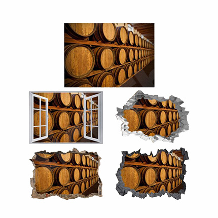 Wine Barrel 3D Hole In The Wall Sticker