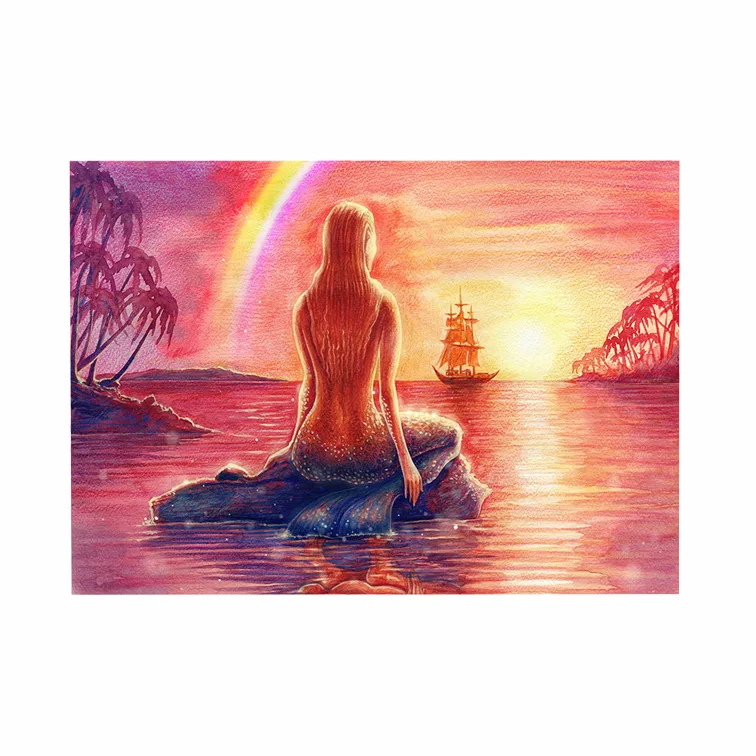 Mermaid and Sunset 3D Hole In The Wall Sticker