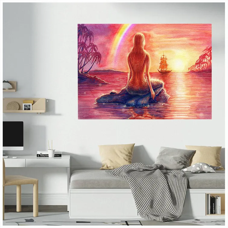 Mermaid and Sunset 3D Hole In The Wall Sticker