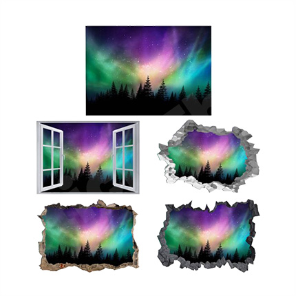 Aurora Borealis 3D Hole In The Wall Sticker