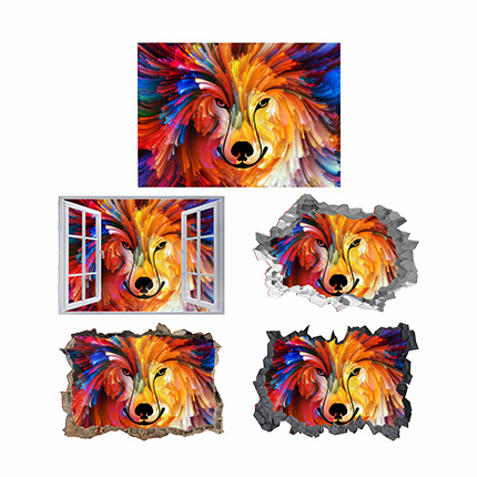 Abstract Wolf 3D Hole In The Wall Sticker