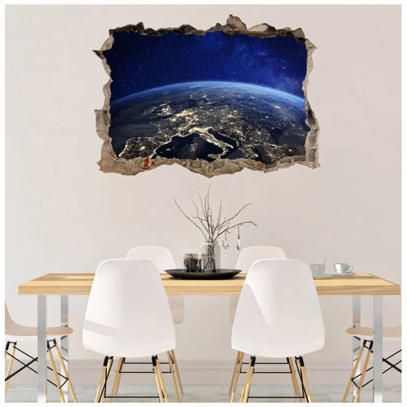 Planet Earth 3D Hole In The Wall Sticker