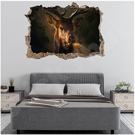 Deer Animal 3D Hole In The Wall Sticker