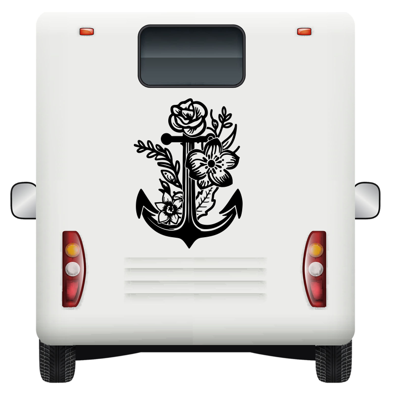 Anchor Flowers Car Sticker Decal