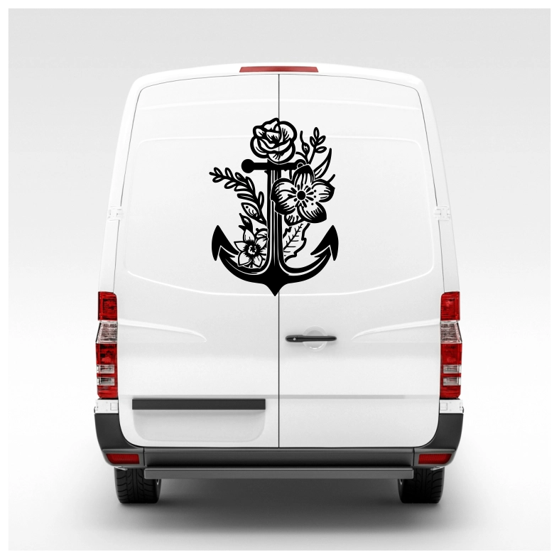 Anchor Flowers Car Sticker Decal