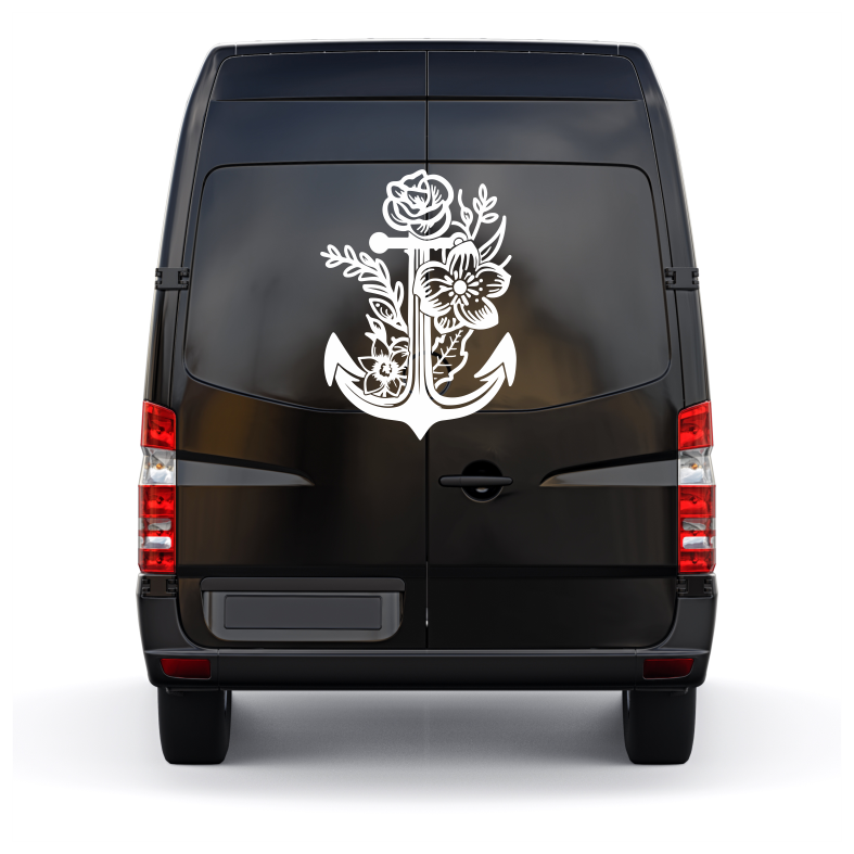 Anchor Flowers Car Sticker Decal