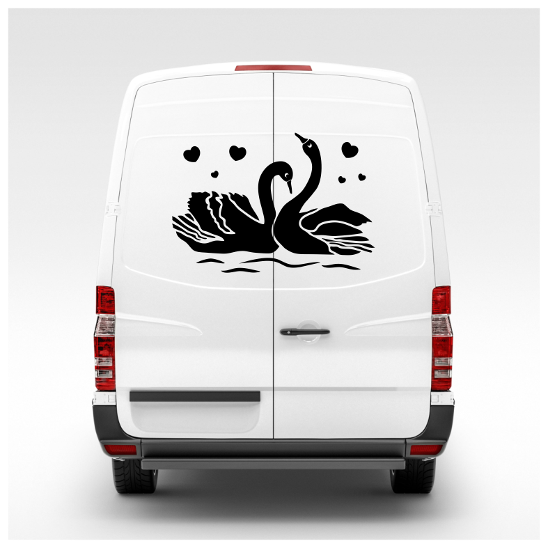 2 Swans in Love Car Sticker Decal