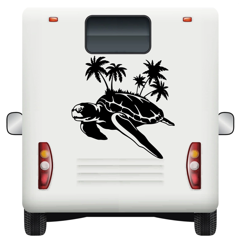 Turtle and Palms Car Sticker Decal