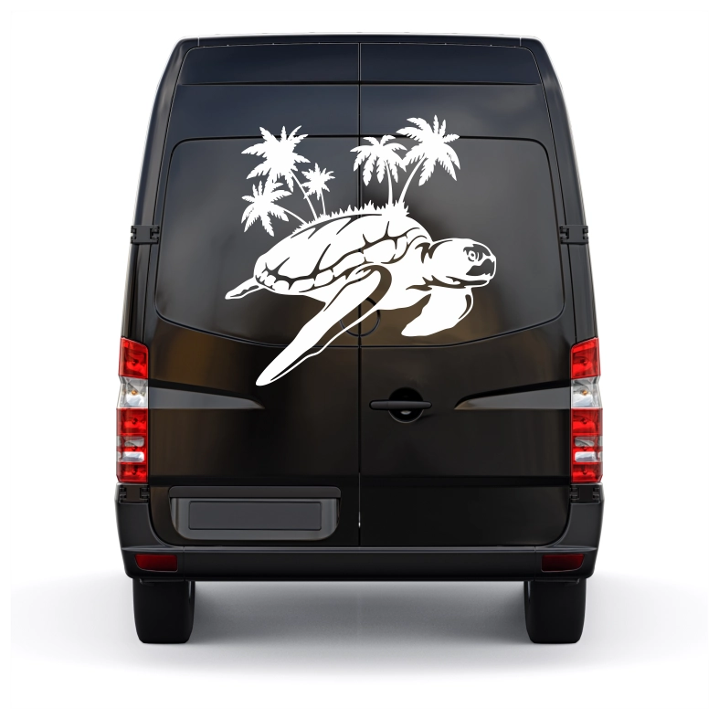 Turtle and Palms Car Sticker Decal