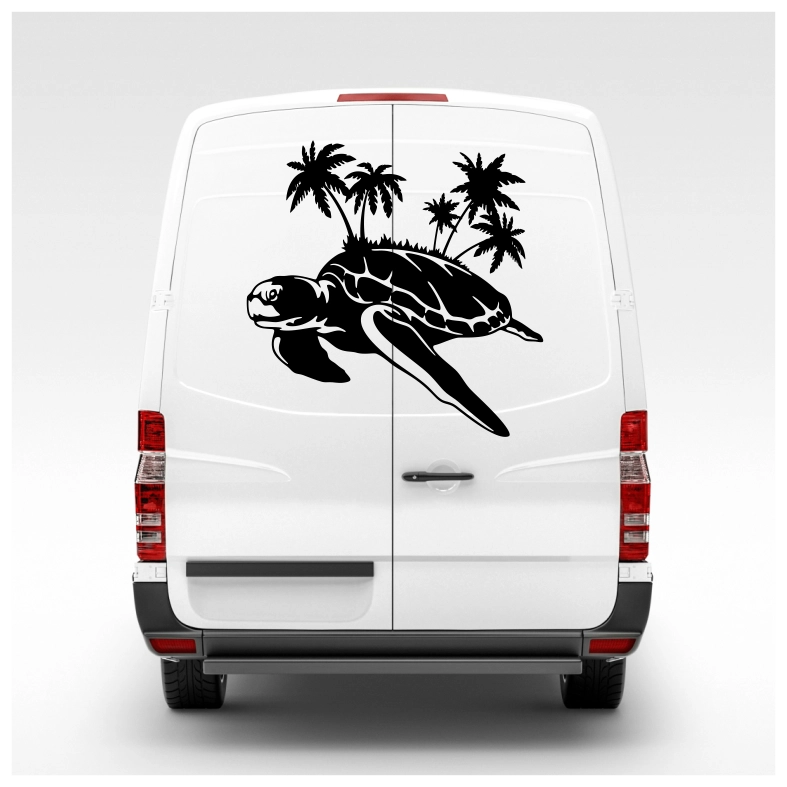 Turtle and Palms Car Sticker Decal