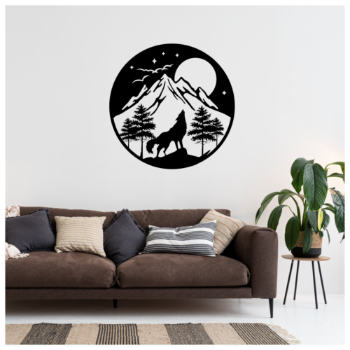 Wolf Mountain Circle Wall Sticker