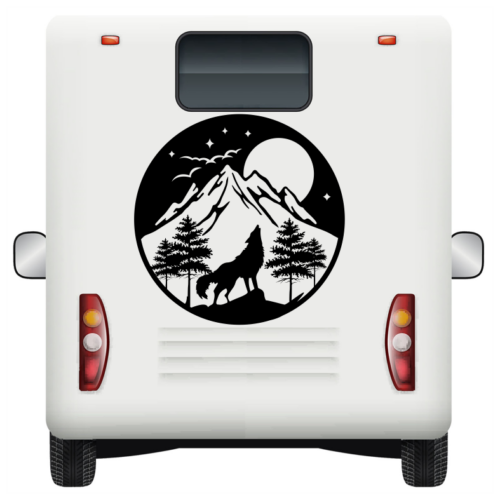 Wolf Mountain Circle Car Sticker Decal