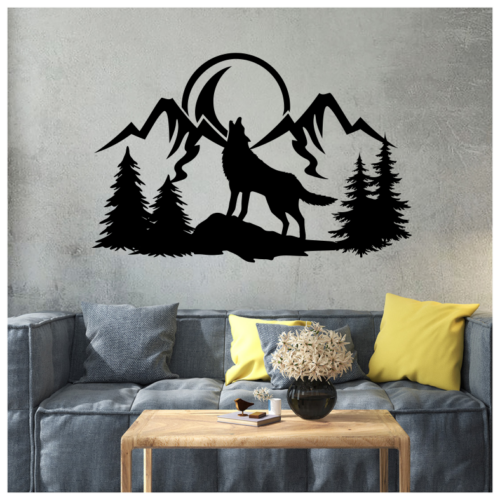 Wolf Mountain Moon Wall Sticker