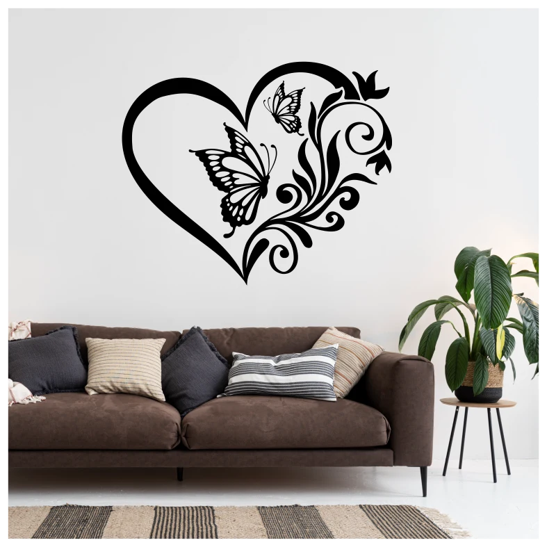 Heart and Butterfly Wall Sticker