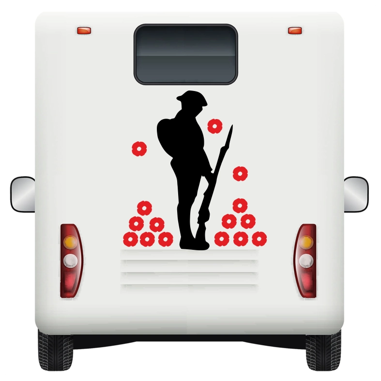 Soldier and 15 Poppys Car Sticker Decals