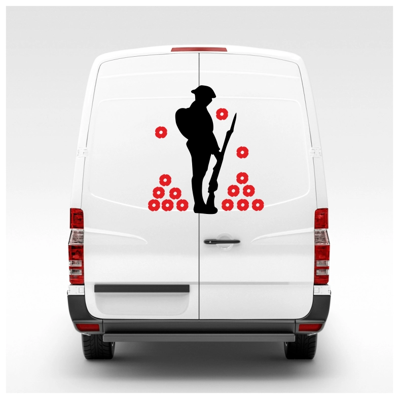 Soldier and 15 Poppys Car Sticker Decals