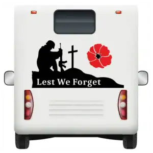 Lest We Forget Soldier & Military Heroes Charity Car/Van Sticker - Vinyl Decal (Choose Color)