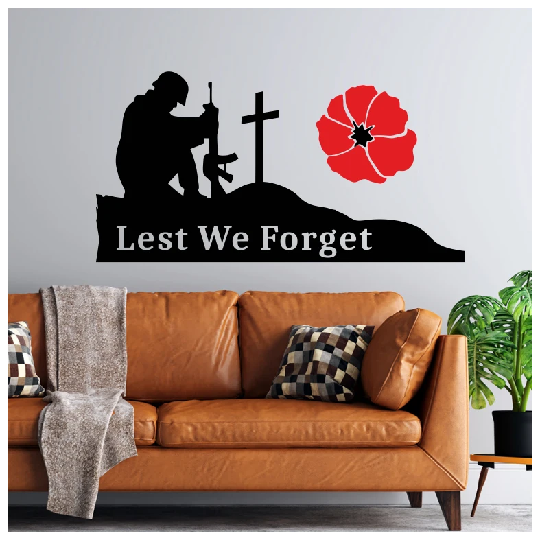 Lest We Forget Kneeling Soldier Wall Sticker