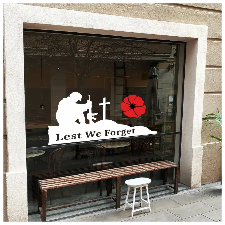 Lest We Forget Kneeling Soldier Wall Sticker
