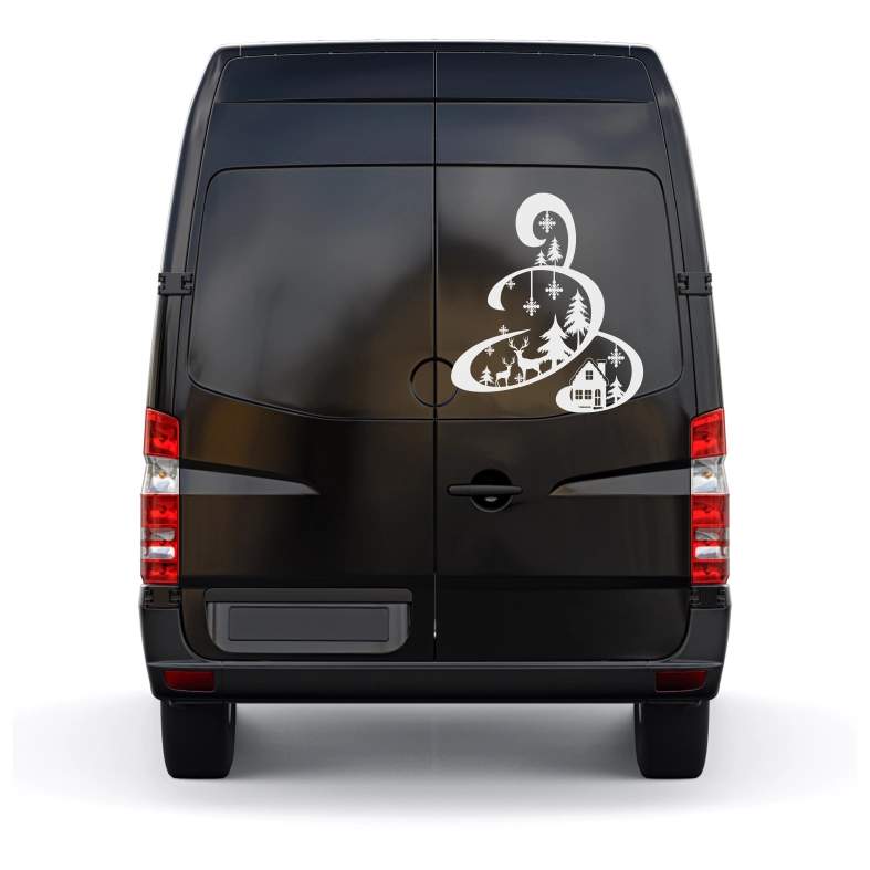 Winter Scene Tree Car Sticker Decal