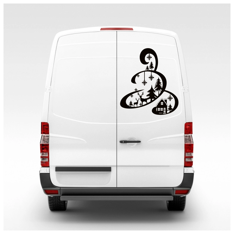 Winter Scene Tree Car Sticker Decal