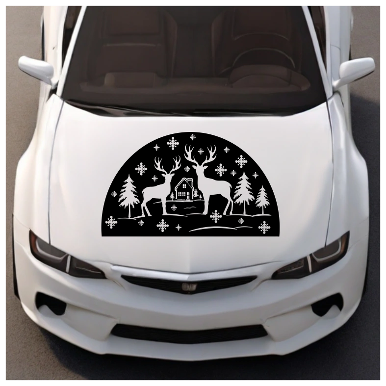 Winter Scene with Deer Car Sticker Decal