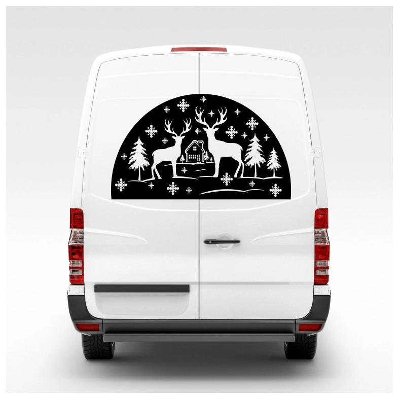 Winter Scene with Deer Car Sticker Decal