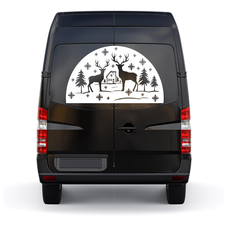 Winter Scene with Deer Car Sticker Decal