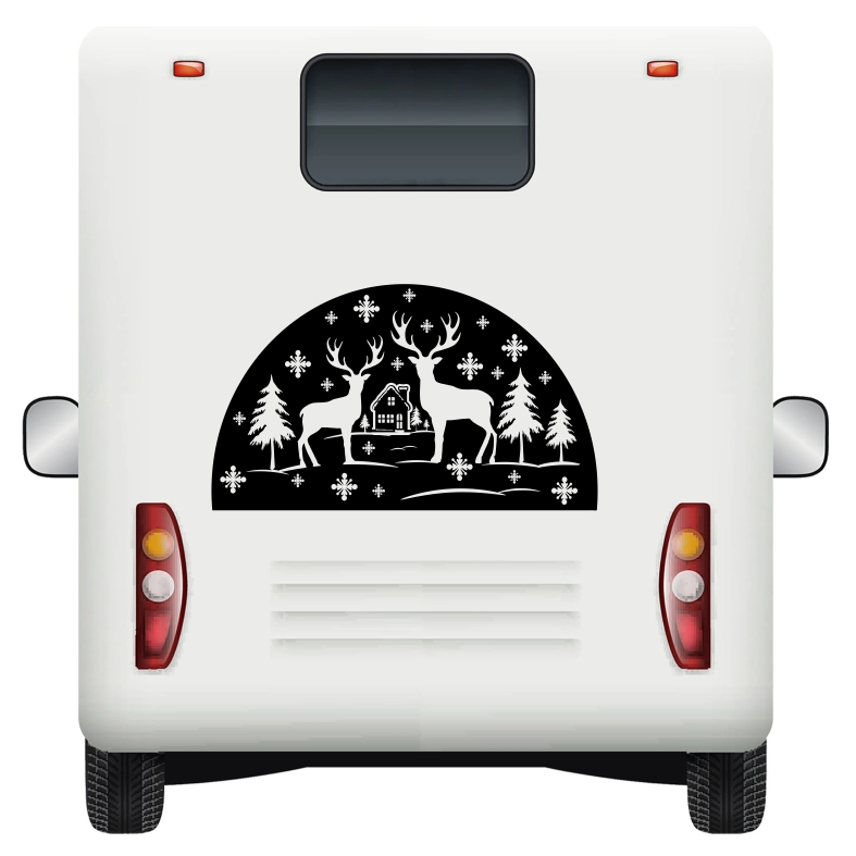 Winter Scene with Deer Car Sticker Decal