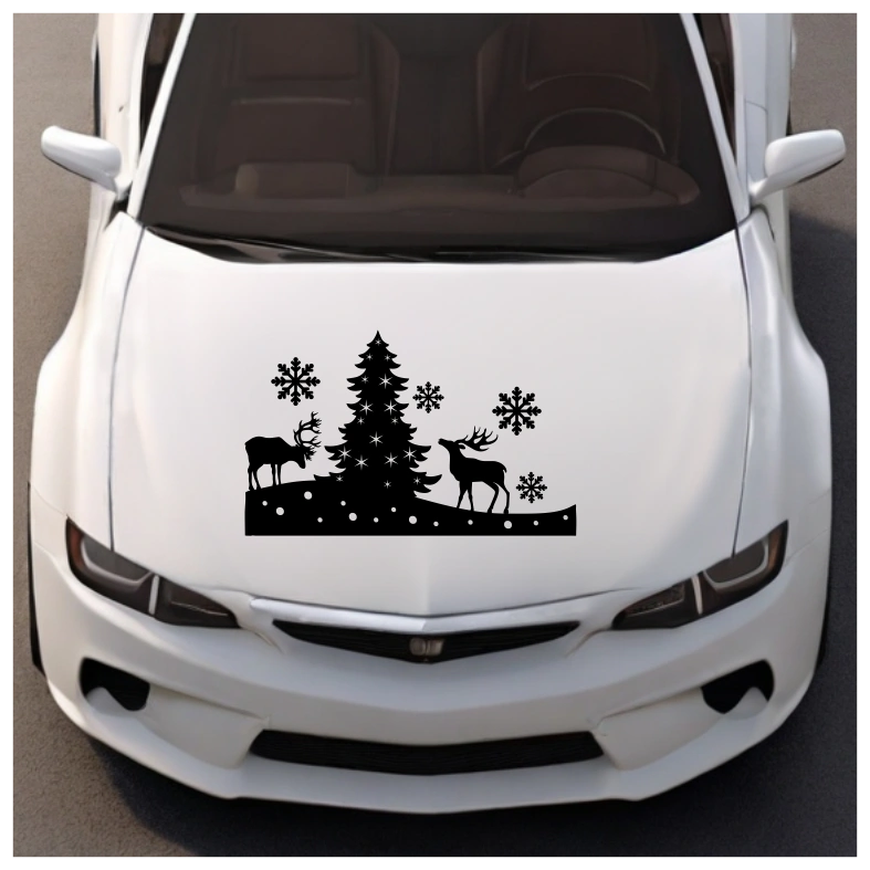 Winter Scene with Deers Car Sticker Decal