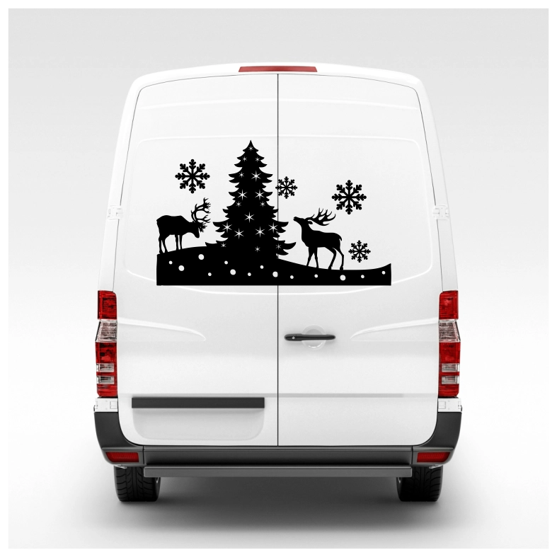 Winter Scene with Deers Car Sticker Decal