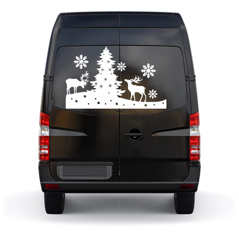Winter Scene with Deers Car Sticker Decal