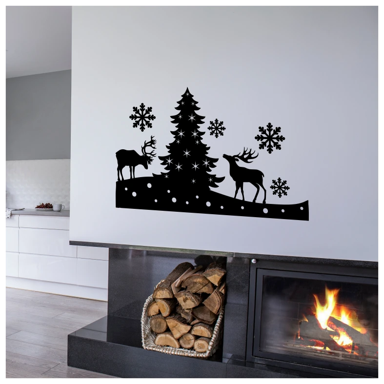 Winter Scene with Deers Wall Sticker