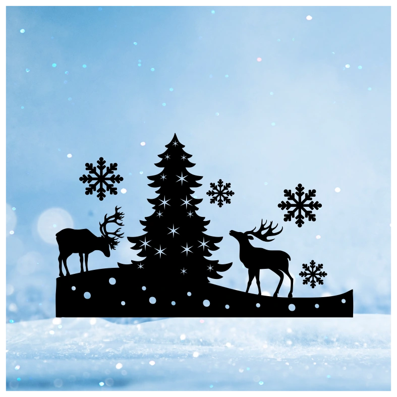 Winter Scene with Deers Wall Sticker