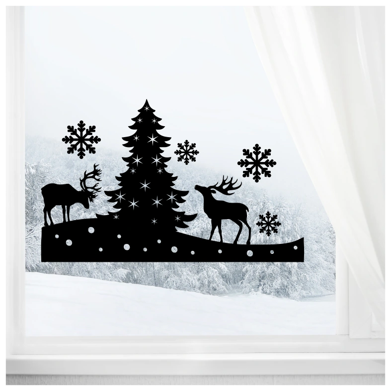 Winter Scene with Deers Wall Sticker
